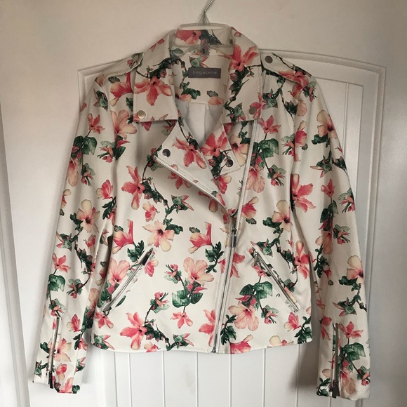 anthropologie Jackets & Blazers - Anthropologie faux leather flower tropical jacket